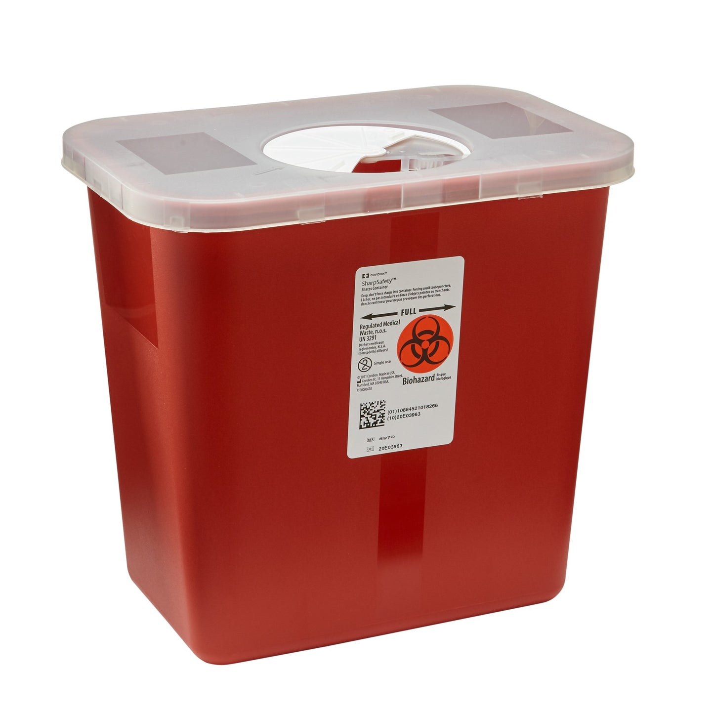 Cardinal 8970 SharpSafety™ Multi-purpose Sharps Container, 2 Gallon, 10 x 7¼ x 10½ Inch