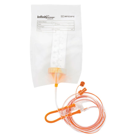 Zevex INFOCAP-E Screw Cap Set with ENFit Connector Infinity Orange