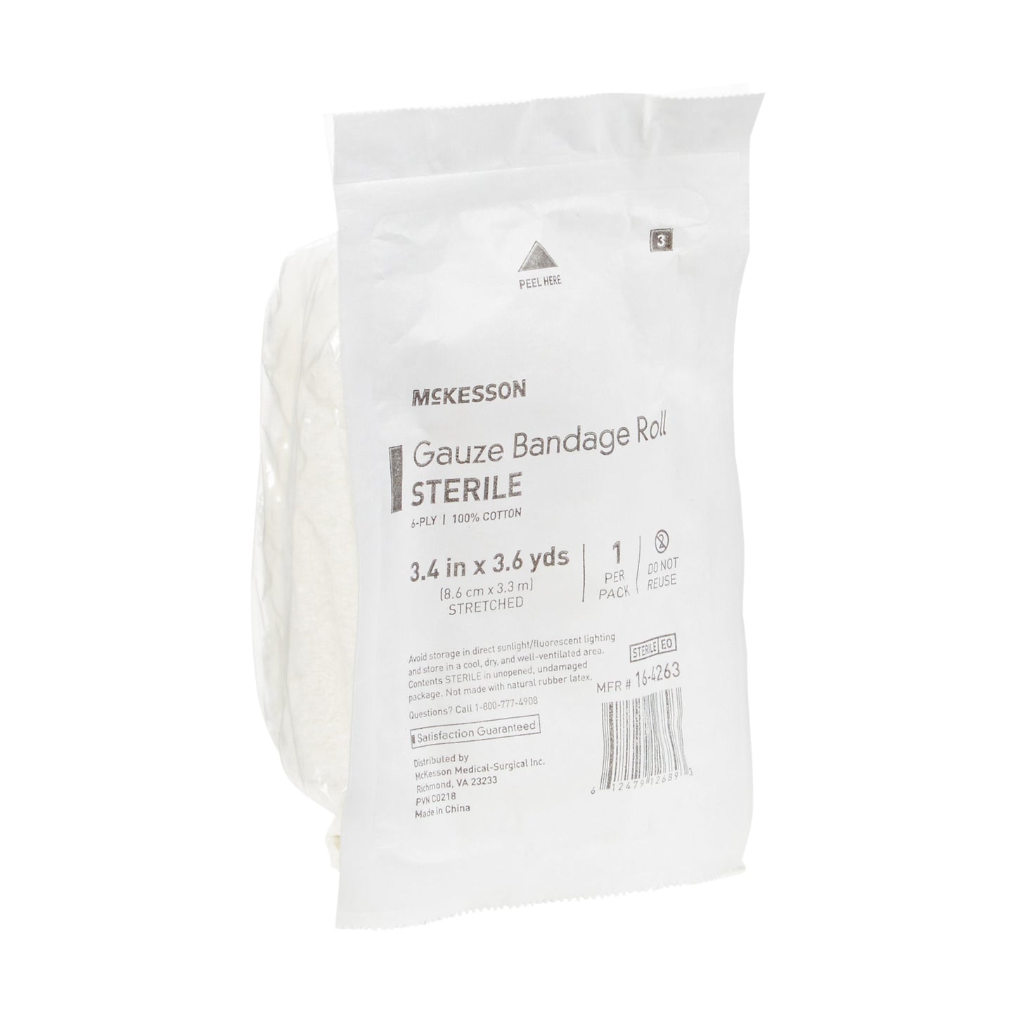 McKesson Sterile Fluff Bandage Roll, 3-2/5 Inch x 3-3/5 Yard, 6-Ply
