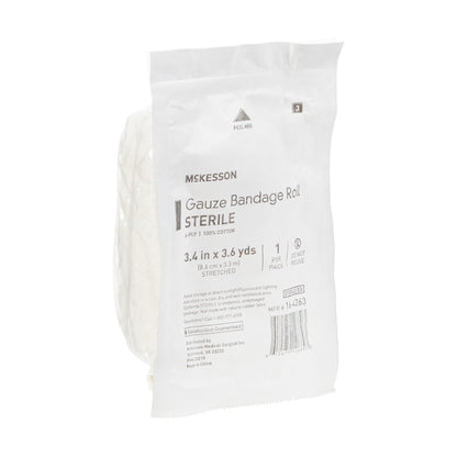 McKesson Sterile Fluff Bandage Roll, 3-2/5 Inch x 3-3/5 Yard, 6-Ply