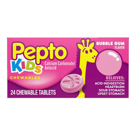 Procter & Gamble 37000049024 Pepto Kids Chewable Tablets Bubble Gum Flavor