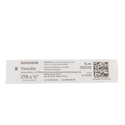 McKesson Hypodermic Needle, 27 Gauge, 1/2 Inch