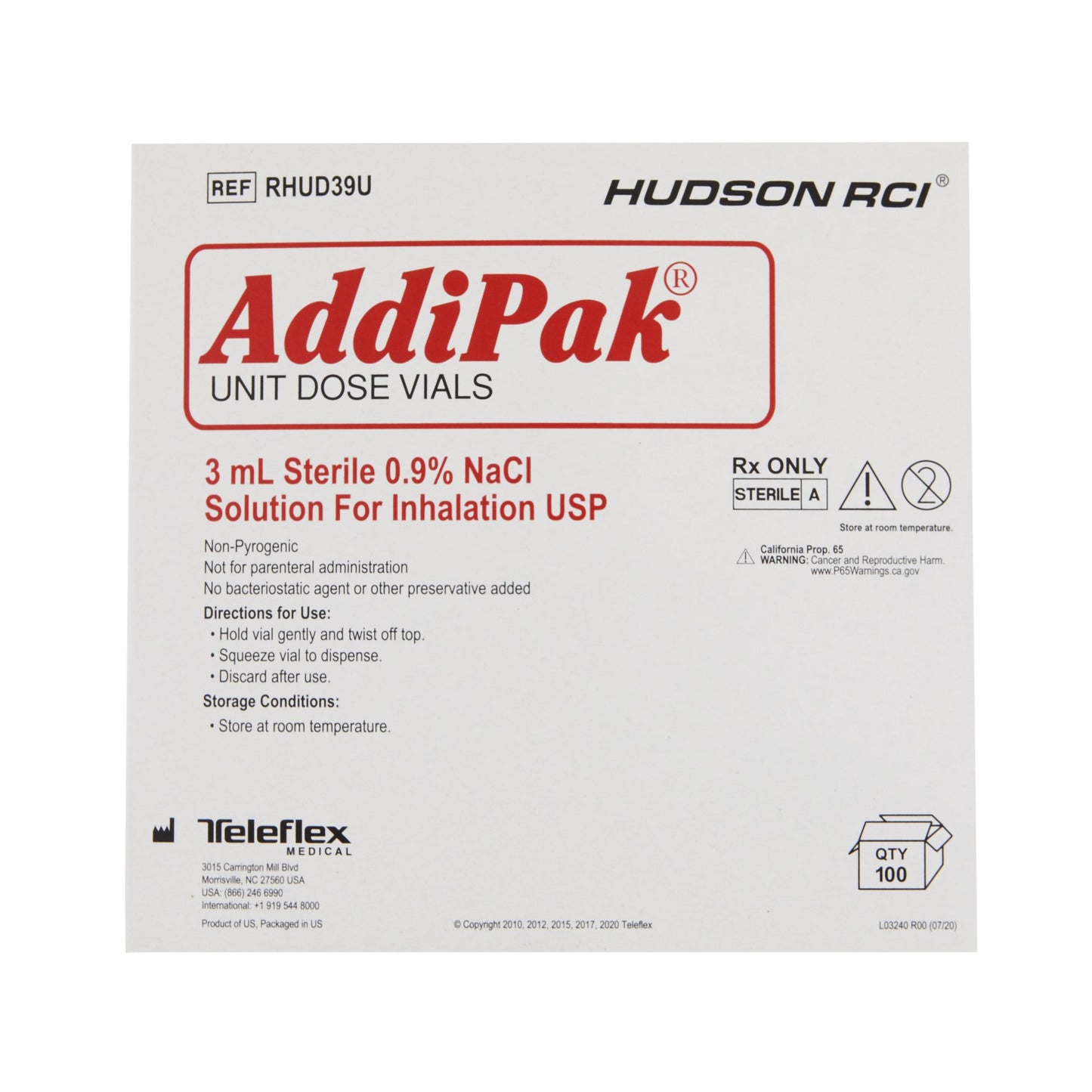 AddiPak 0.9% NaCl Unit Dose Vials for Nebulizers by Medline product image - view 2