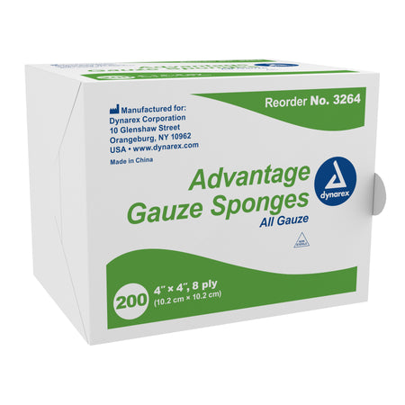 Dynarex 762584 Advantage Gauze Sponge, 4 x 4 Inch, 8-Ply