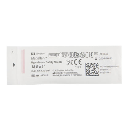 Monoject™ Magellan™ Safety Hypodermic Needle, 18 Gauge, 1 Inch Length