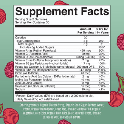 Multivitamin Supplement Mary Ruth's® Organic Women's Vitamin A / C / D / E 450 mcg - 20 mg - 6 mcg - 7 mg Strength Gummie 60 Per Bottle Strawberry Flavor