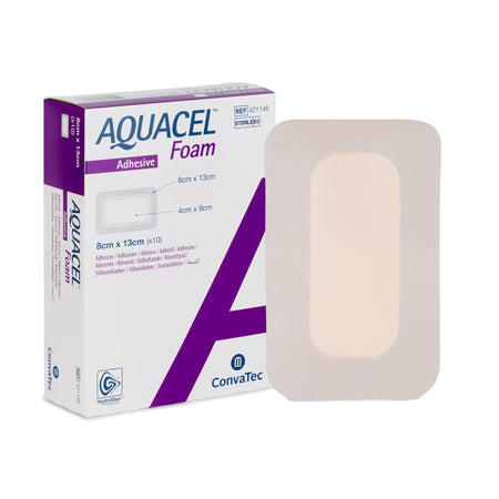 ConvaTec 421149 Aquacel Silicone Adhesive with Border Silicone Foam Dressing, 3 x 5 Inch