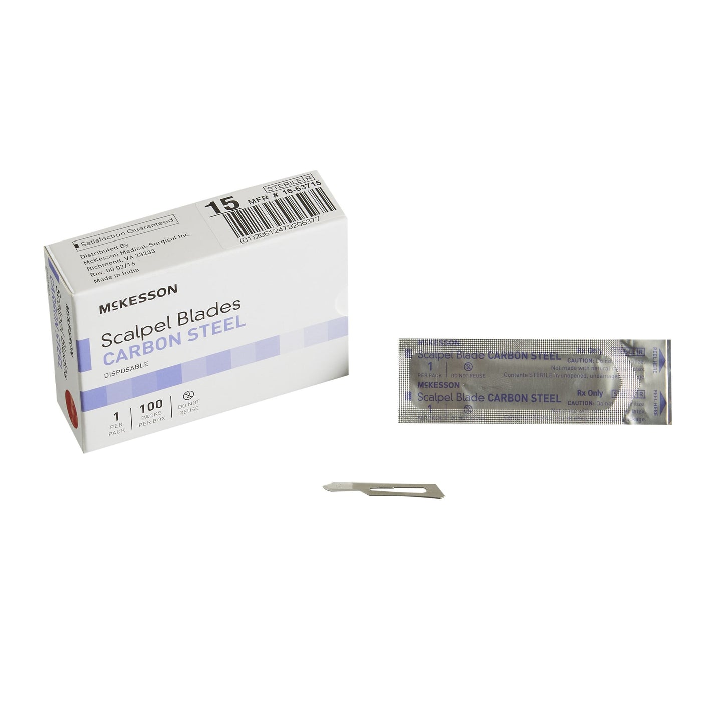 McKesson Carbon Steel Surgical Blade, Knife Edge, Size 15