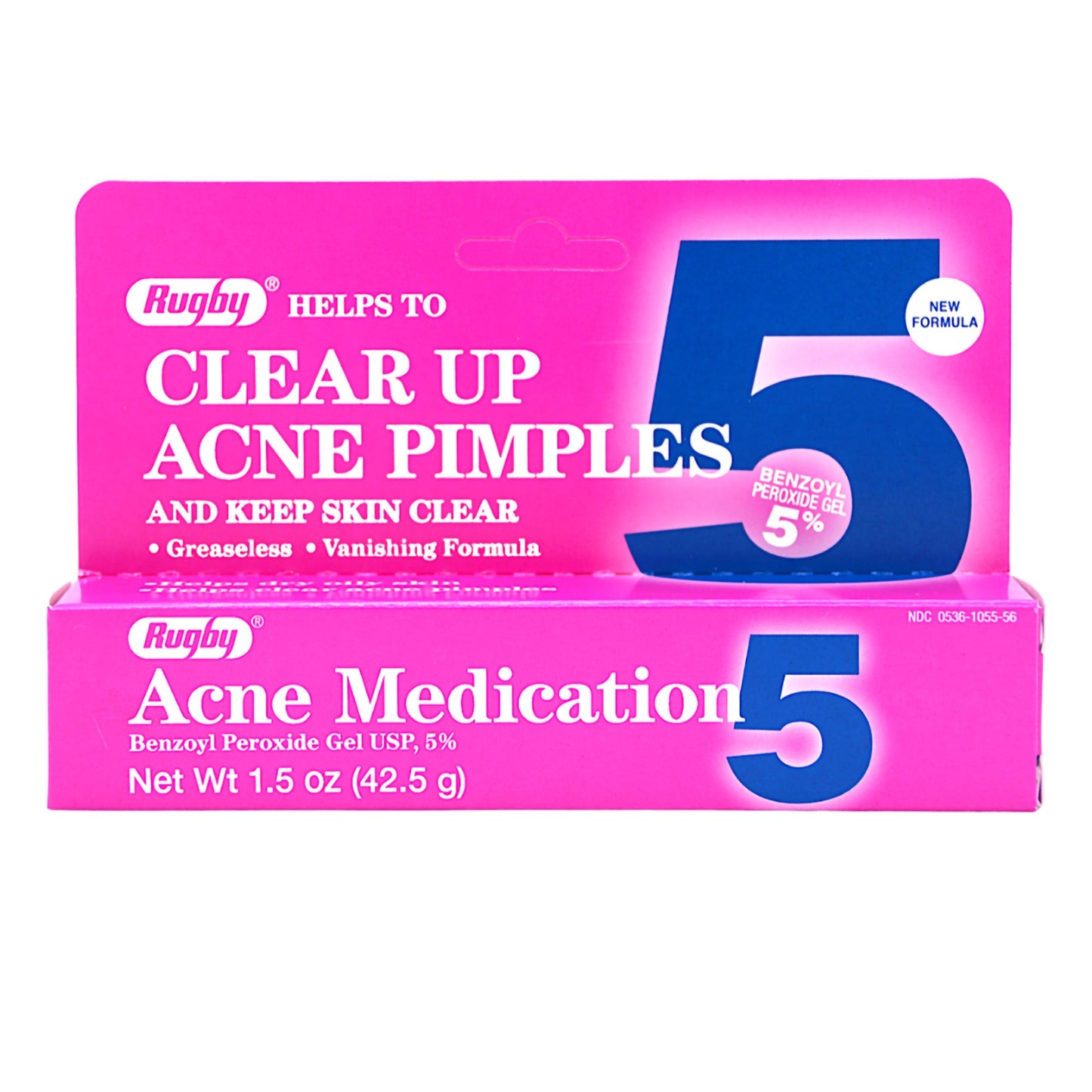Rugby® Clear Up Acne Pimples, 5% Benzoyl Peroxide, 1.5-ounce tube