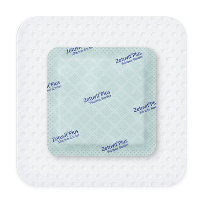Zetuvit® Plus Silicone Border Super Absorbent Dressing, 4 x 4 Inch
