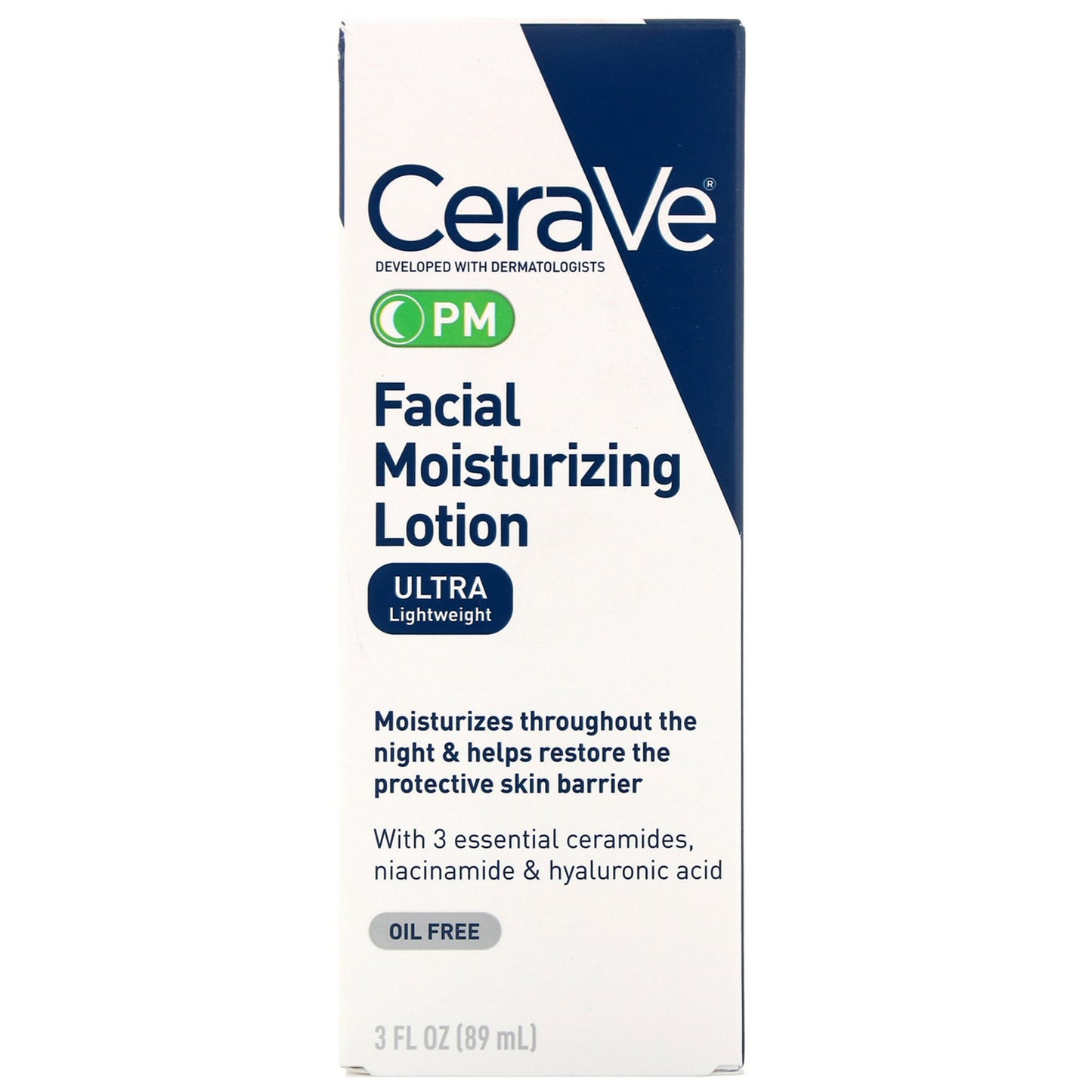 Facial Moisturizer CeraVe® PM 3 oz. Pump Bottle Unscented Lotion