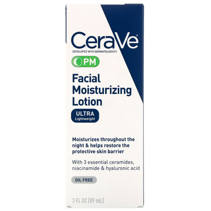 Facial Moisturizer CeraVe® PM 3 oz. Pump Bottle Unscented Lotion