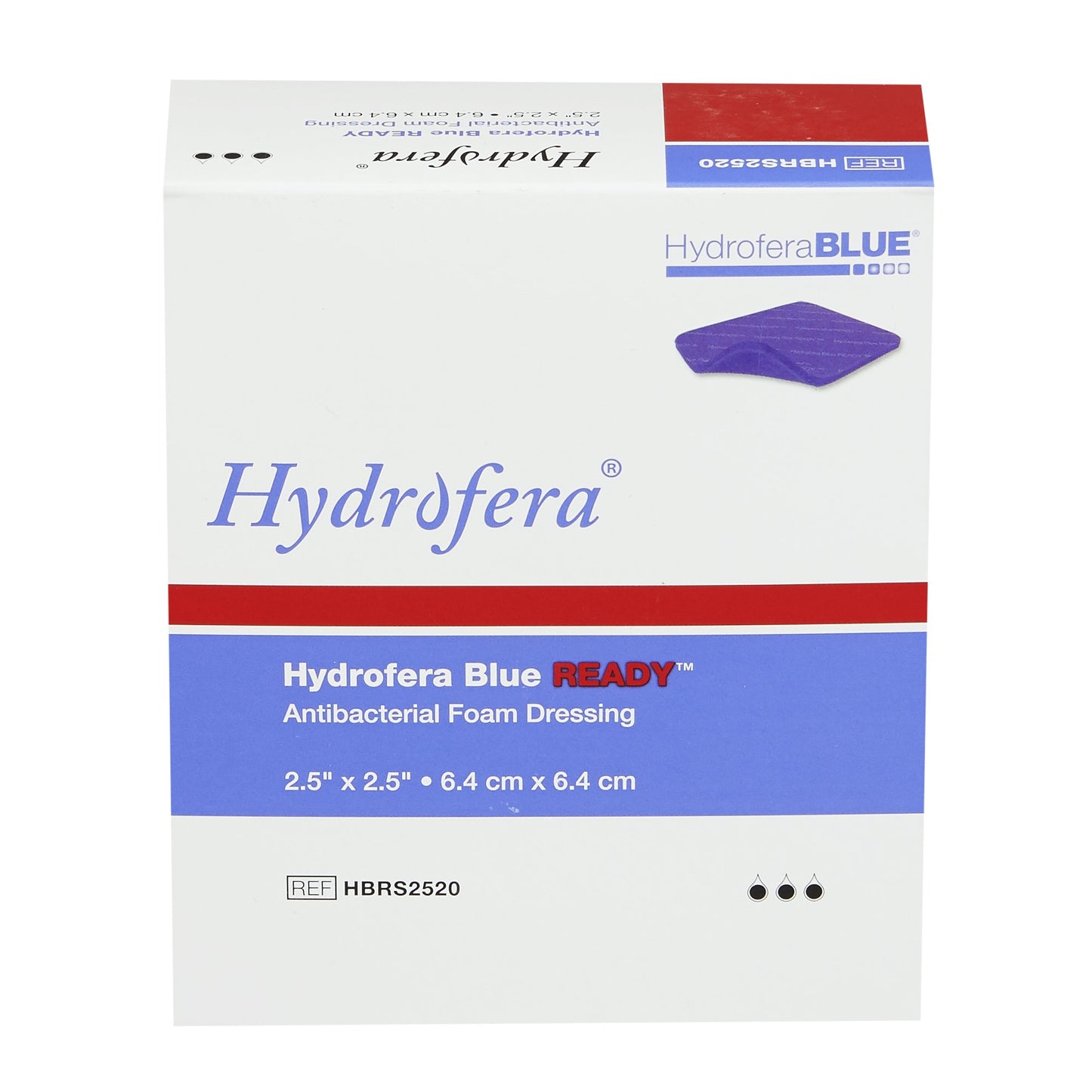 Hollister® Hydrofera Blue Ready™ Antibacterial Foam Dressing, 6.4 x 6.4 cm