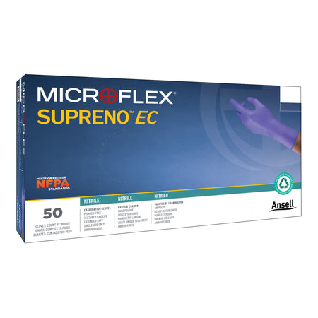 Microflex SEC-375-L Supreno EC Nitrile Extended Cuff Length Exam Glove, Large, Blue