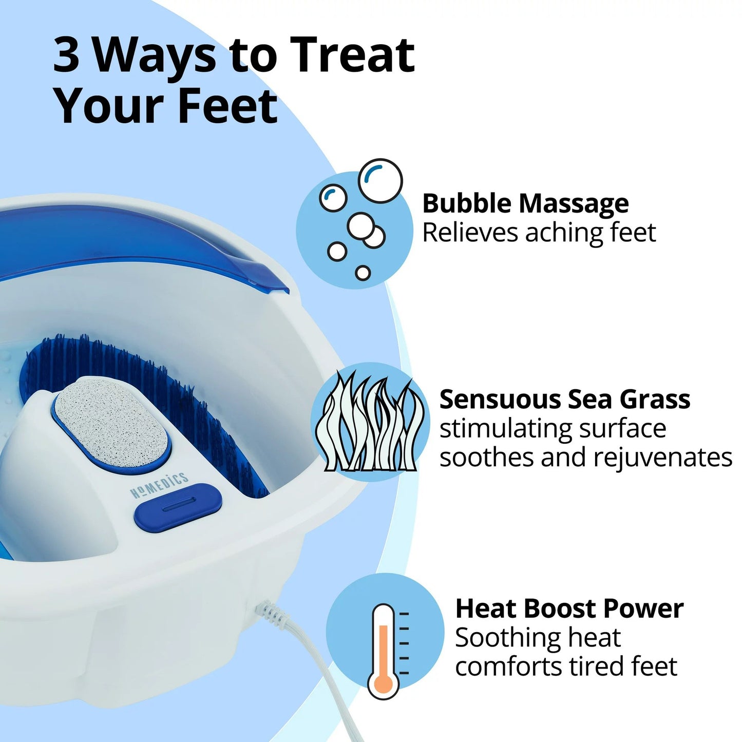 Foot Bath with Heat Boost HoMedics® Bubble Bliss Elite Blue / White Plastic