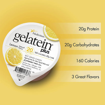 Gelatein® Plus Lemon High Protein Gelatin, 4-ounce cup