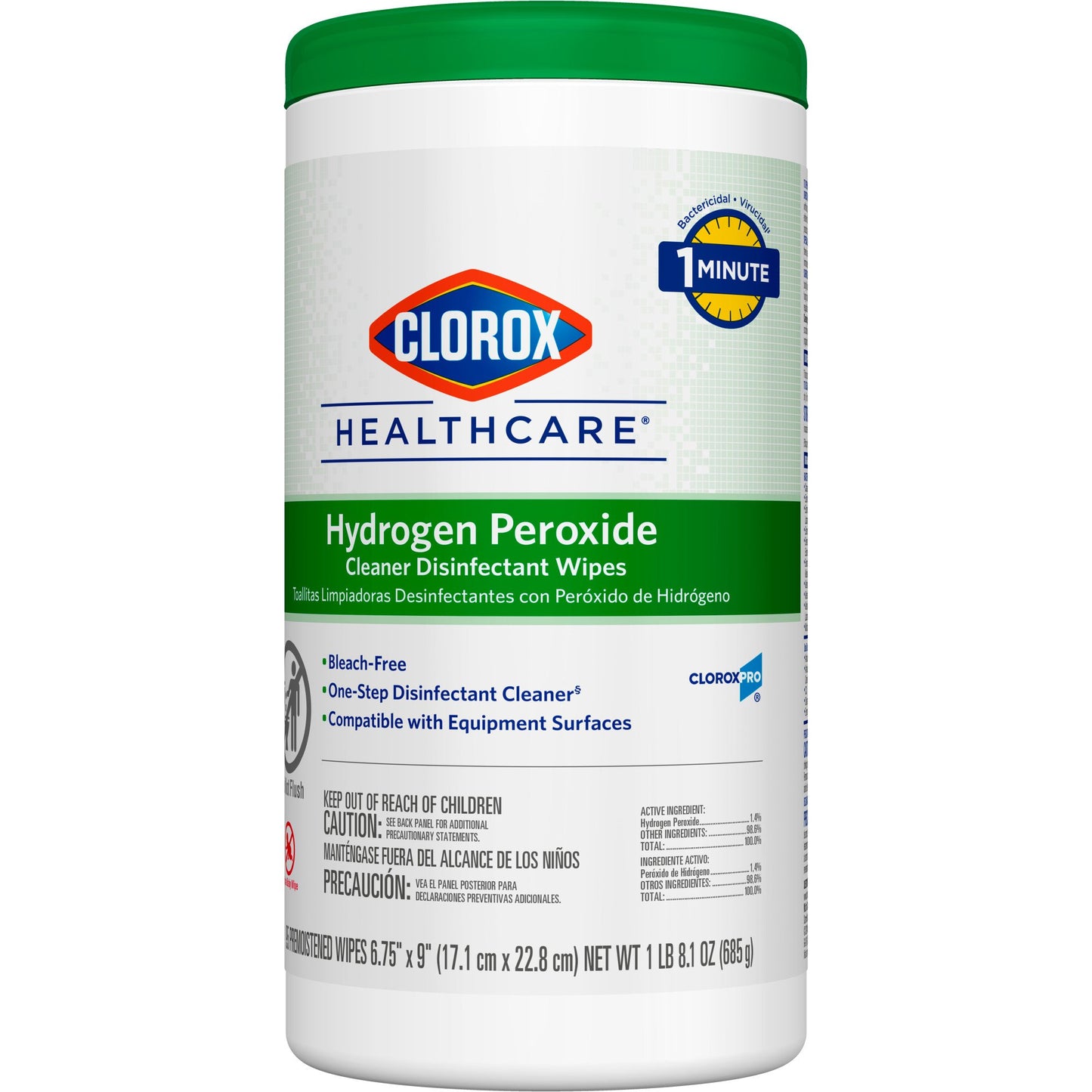 Clorox Healthcare® Hydrogen Peroxide Cleaner Disinfectant Wipes, Canister