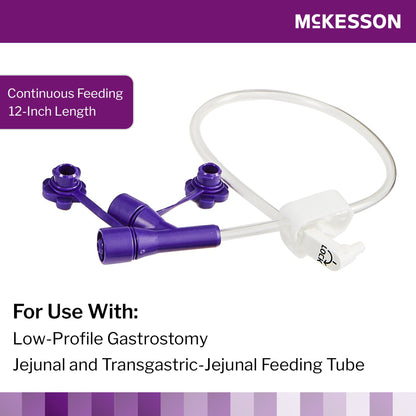 McKesson Bolus Enteral Feeding Extension Tube Set for use with Low-Profile Gastrostomy, Jejunal and Transgastric-Jejunal Feeding Tube