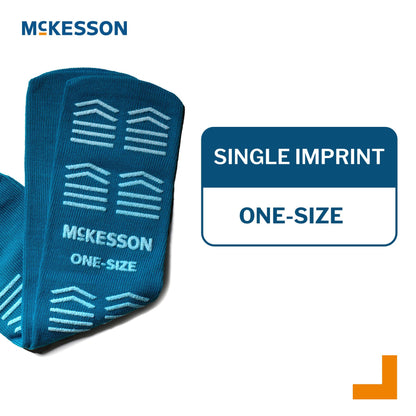 Slipper Socks McKesson Unisex Adult One Size Fits Most Double Tread Single Patient Use Teal