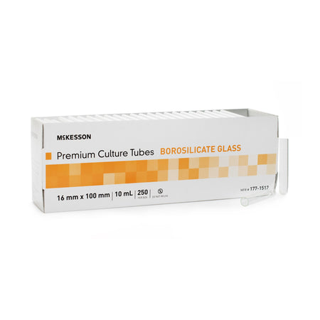 McKesson 177-1512 Plain Glass Test Tube, 10 mL, 16 x 100 mm
