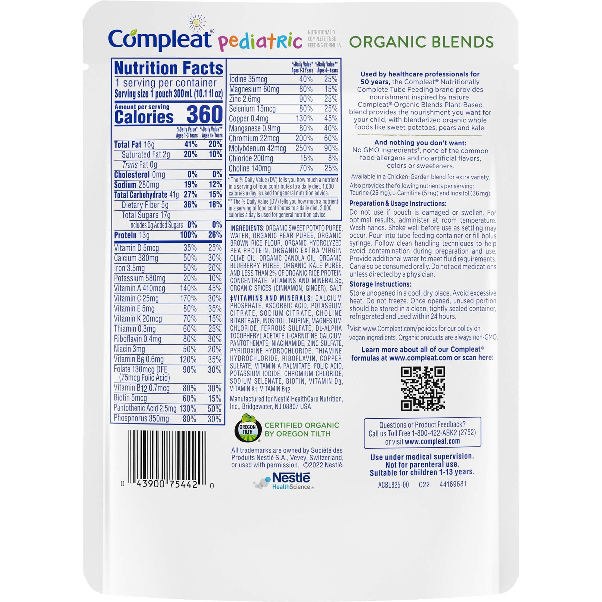 Compleat® Pediatric Organic Blends Tube Feeding Formula, Plant-Based ...