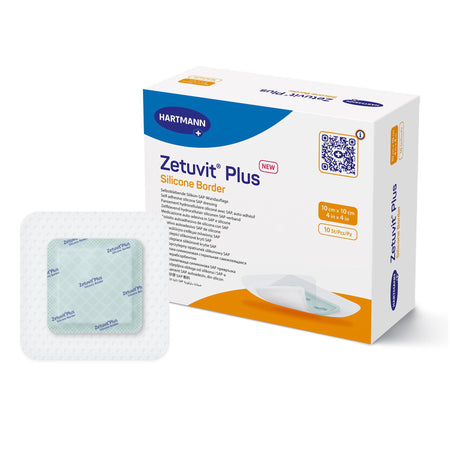 Hartmann 413901 Zetuvit Plus Silicone Border Super Absorbent Dressing, 4 x 4 Inch
