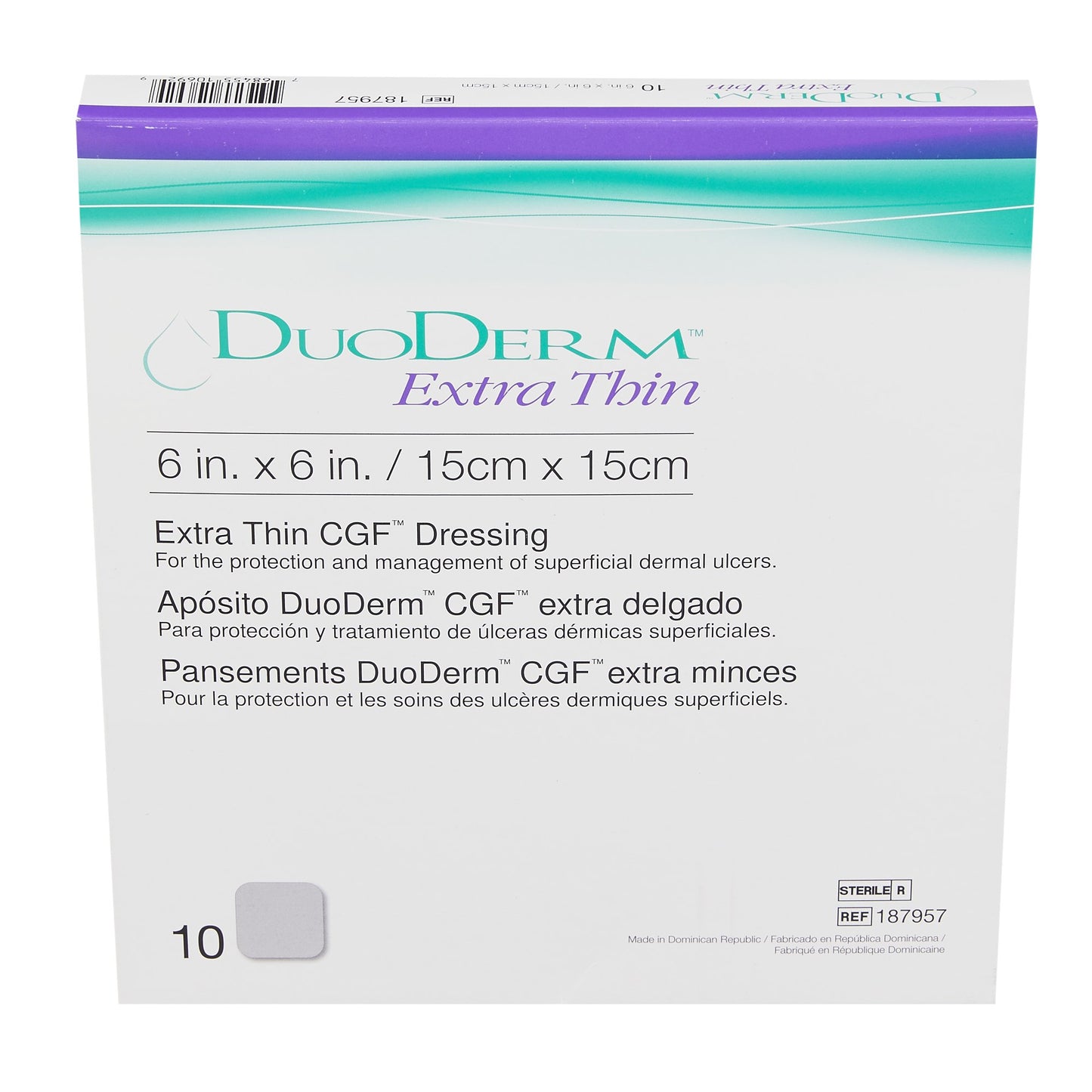 DuoDerm® Extra Thin Hydrocolloid Dressing, 6 x 6 Inch