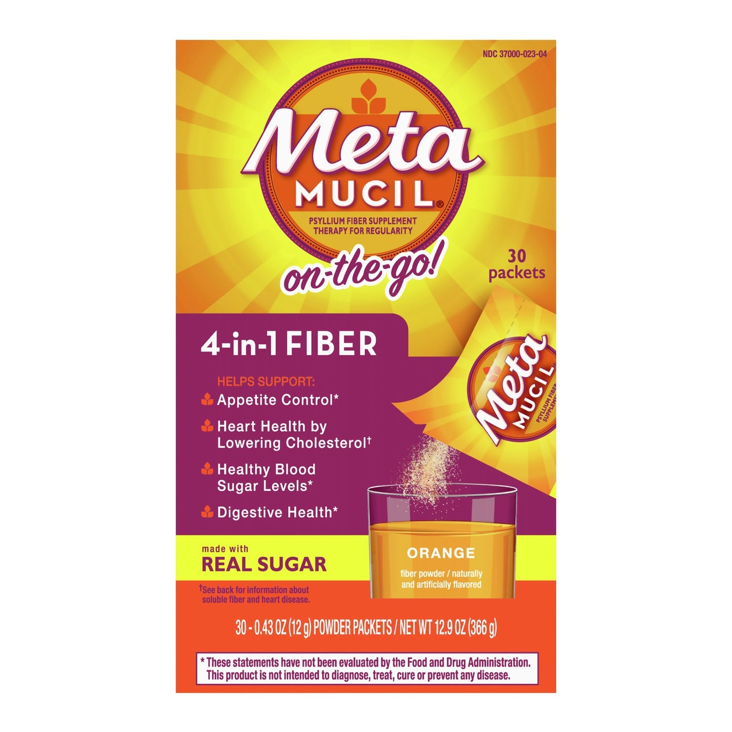Metamucil® Psyllium Fiber Supplement On-the-Go! Orange