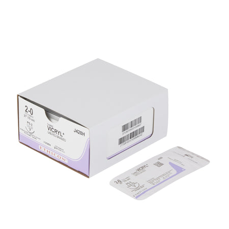 Ethicon J428H Coated Vicryl Absorbable Suture with Needle, Precision Reverse Cutting Braided