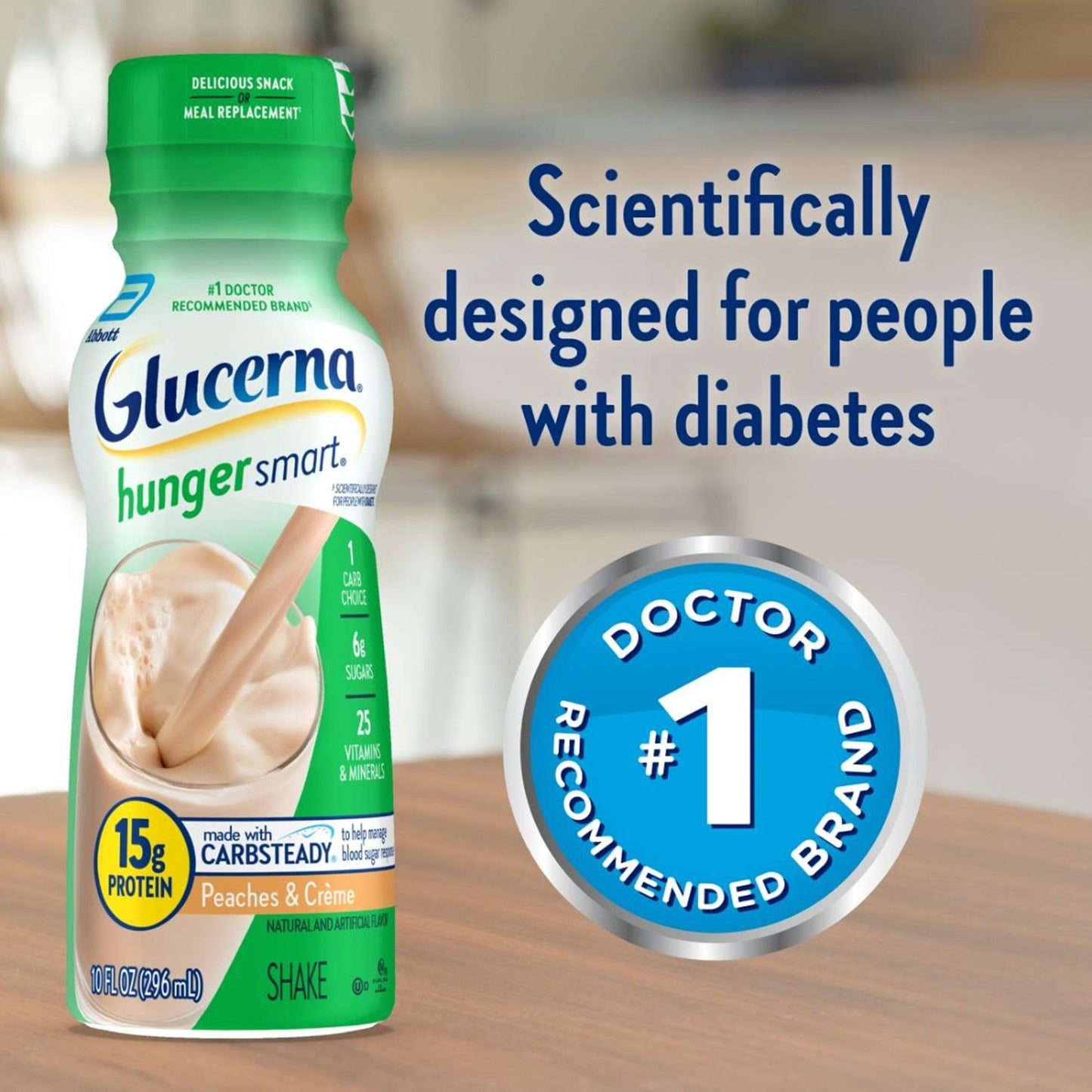 Oral Supplement Glucerna® Hunger Smart Shake Peaches and Crème Flavor Liquid 10 oz. Bottle