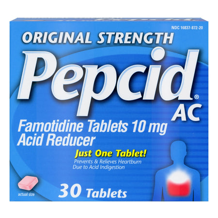 Johnson & Johnson Consumer 48723000 Pepcid AC Famotidine 10 mg Acid Reducer Tablets Original Strength