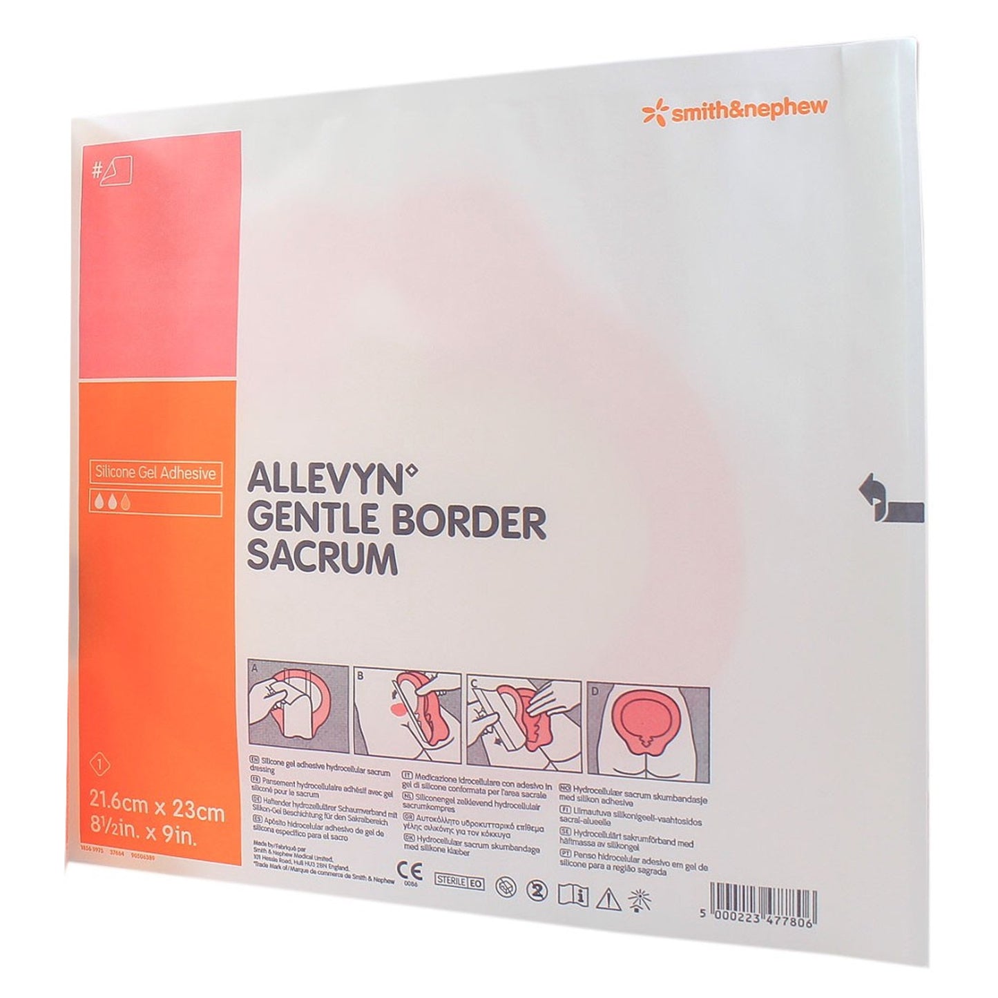 Allevyn Gentle Border Silicone Gel Adhesive, Pink, 8½ x 9 Inch