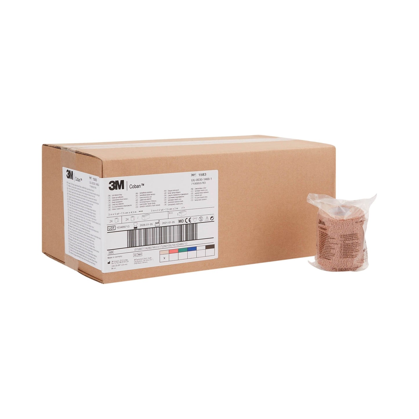 3M™ Coban™ Self-adherent Closure Cohesive Bandage, 3 Inch x 5 Yard, Tan