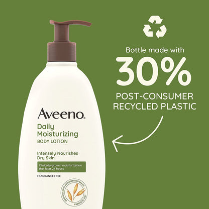 Hand and Body Moisturizer Aveeno® Daily Moisturizing 18 oz. Pump Bottle Unscented Lotion
