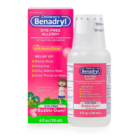 J & J Sales 50580053501 Children's Benadryl Bubble Gum Flavor Allergy Relief