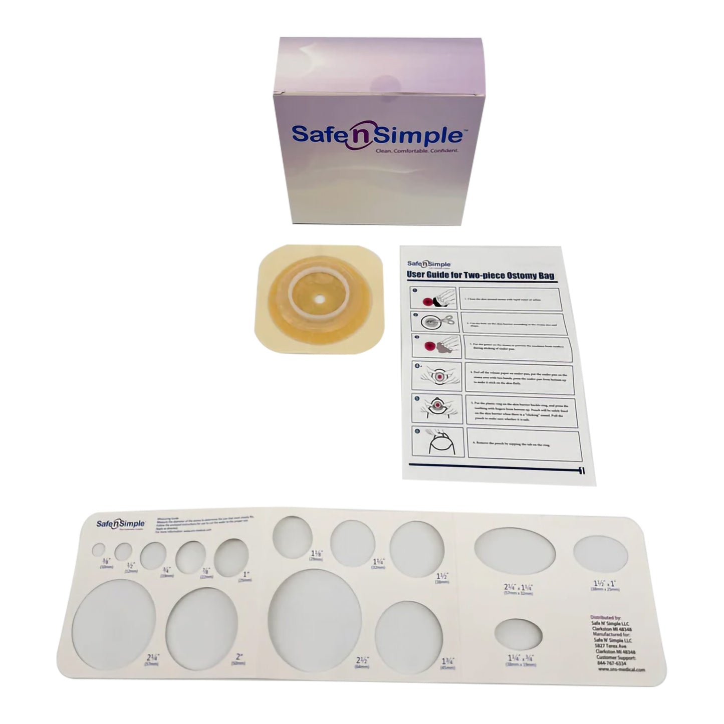 Ostomy Barrier Trim to Fit, Extended Wear Adhesive Tape Collar 45 mm Flange Up to 1-1/4 Inch Opening 4-1/2 X 4-1/2 Inch