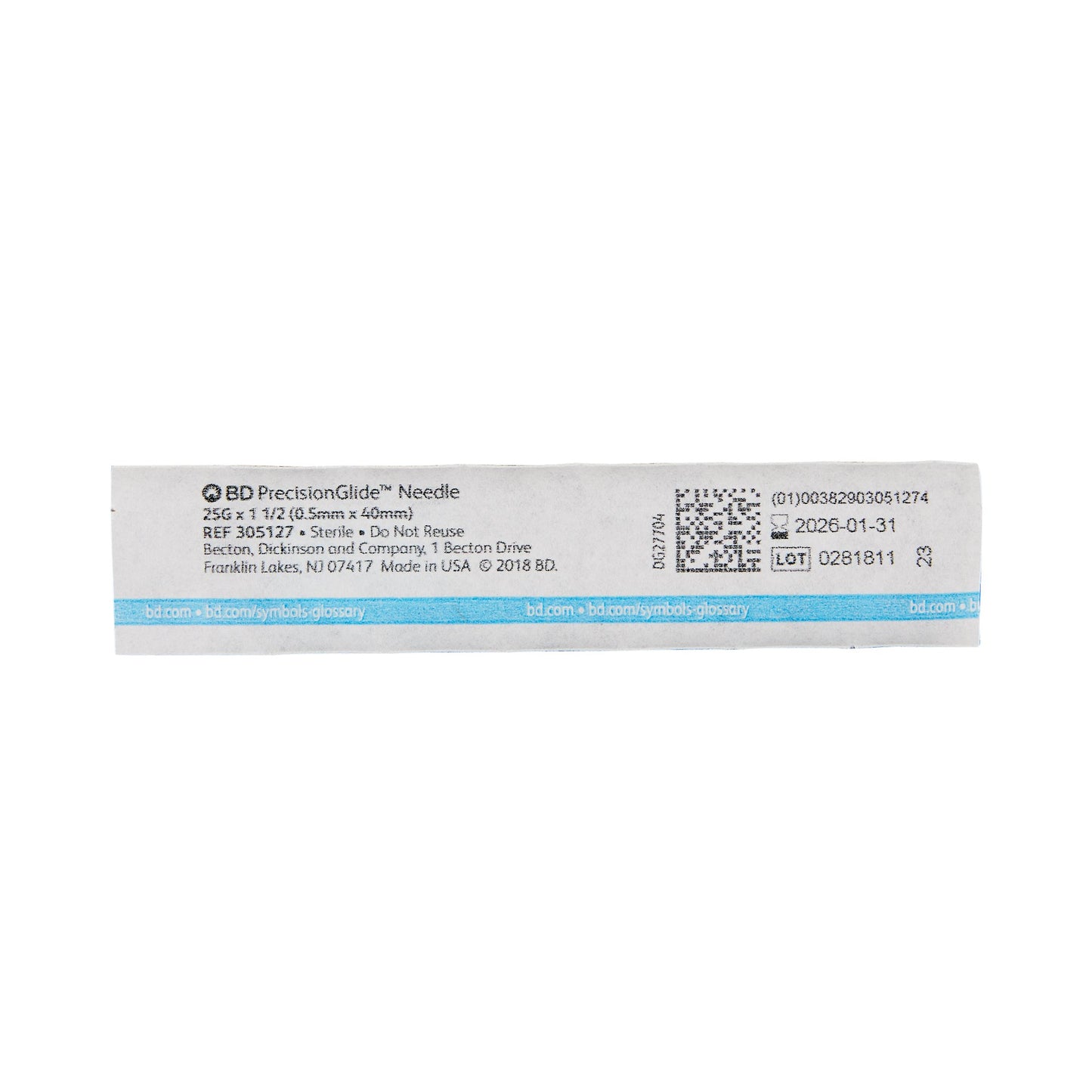 BD 305127 PrecisionGlide™ Hypodermic Needle, 25 Gauge, 1.5 Inch Length