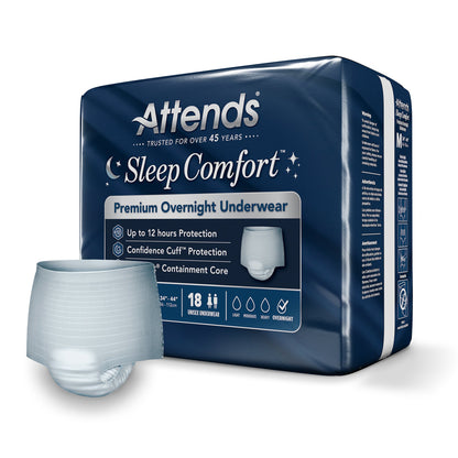Attends® Sleep Comfort Premium Overnight Underwear, Medium, 24 – 44 Inches