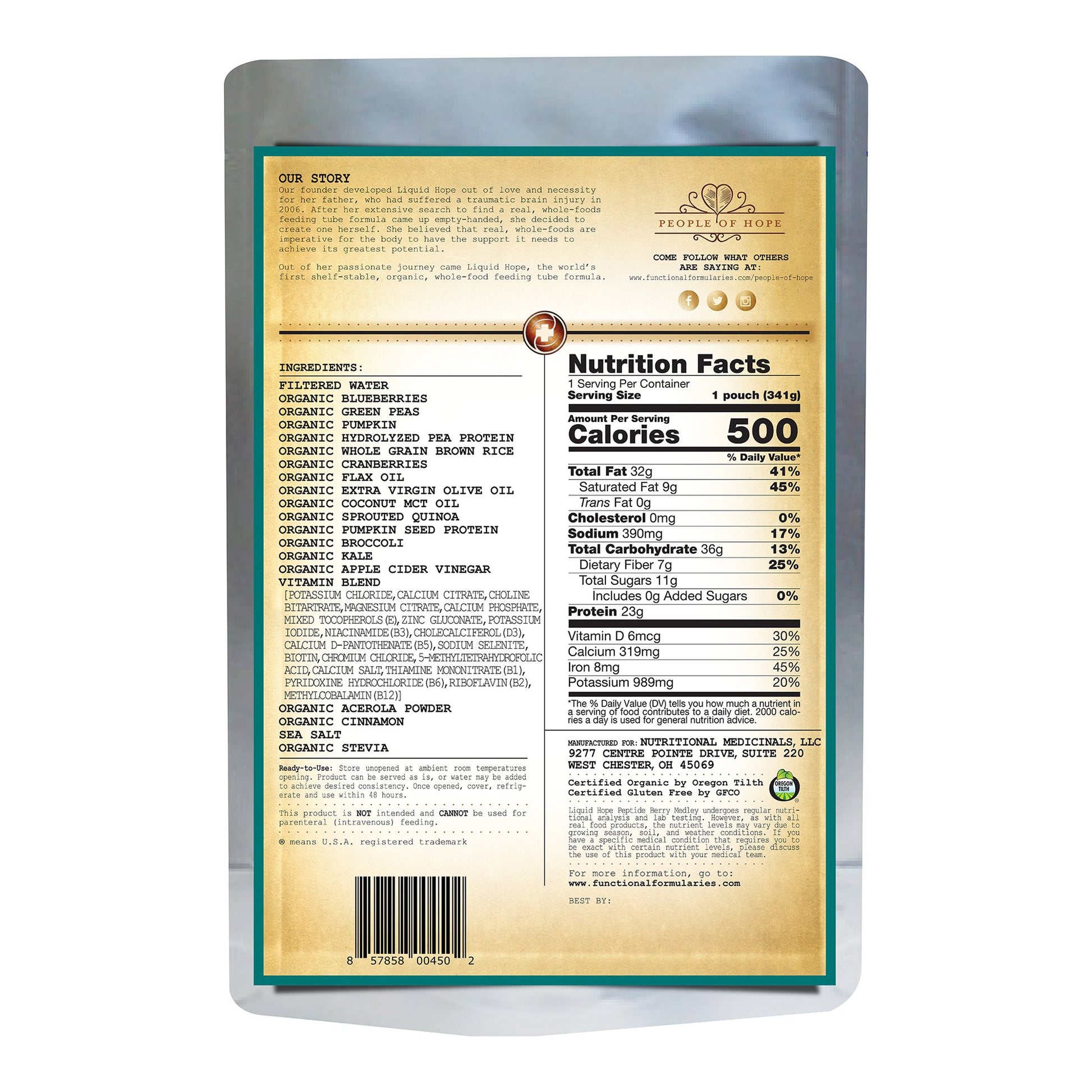 Oral Supplement Liquid Hope Peptide Formula Berry Medley Flavor Liquid 12 oz. Pouch by Nutritionals Medicinals product.
