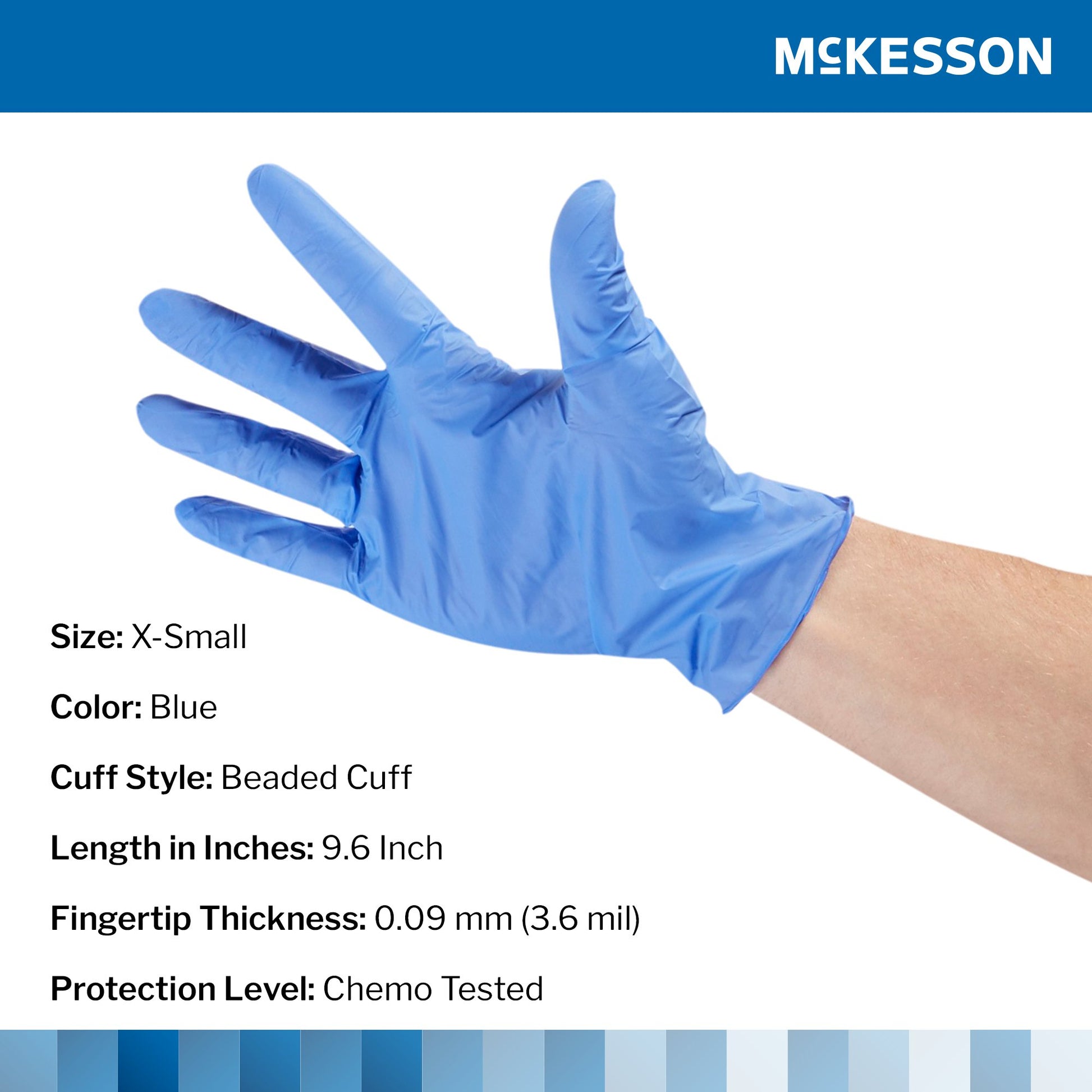 McKesson Confiderm 3.5C Nitrile Exam Glove, Extra Small, Blue by McKesson Brand product image - view 2