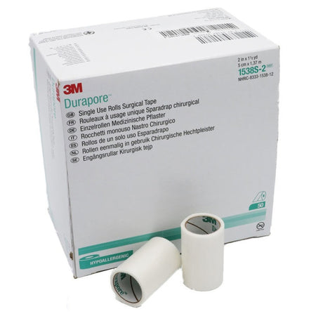 Solventum 1538S-2 3M Durapore Silk-Like Cloth Medical Tape, 2 Inch x 1-1/2 Yard, White