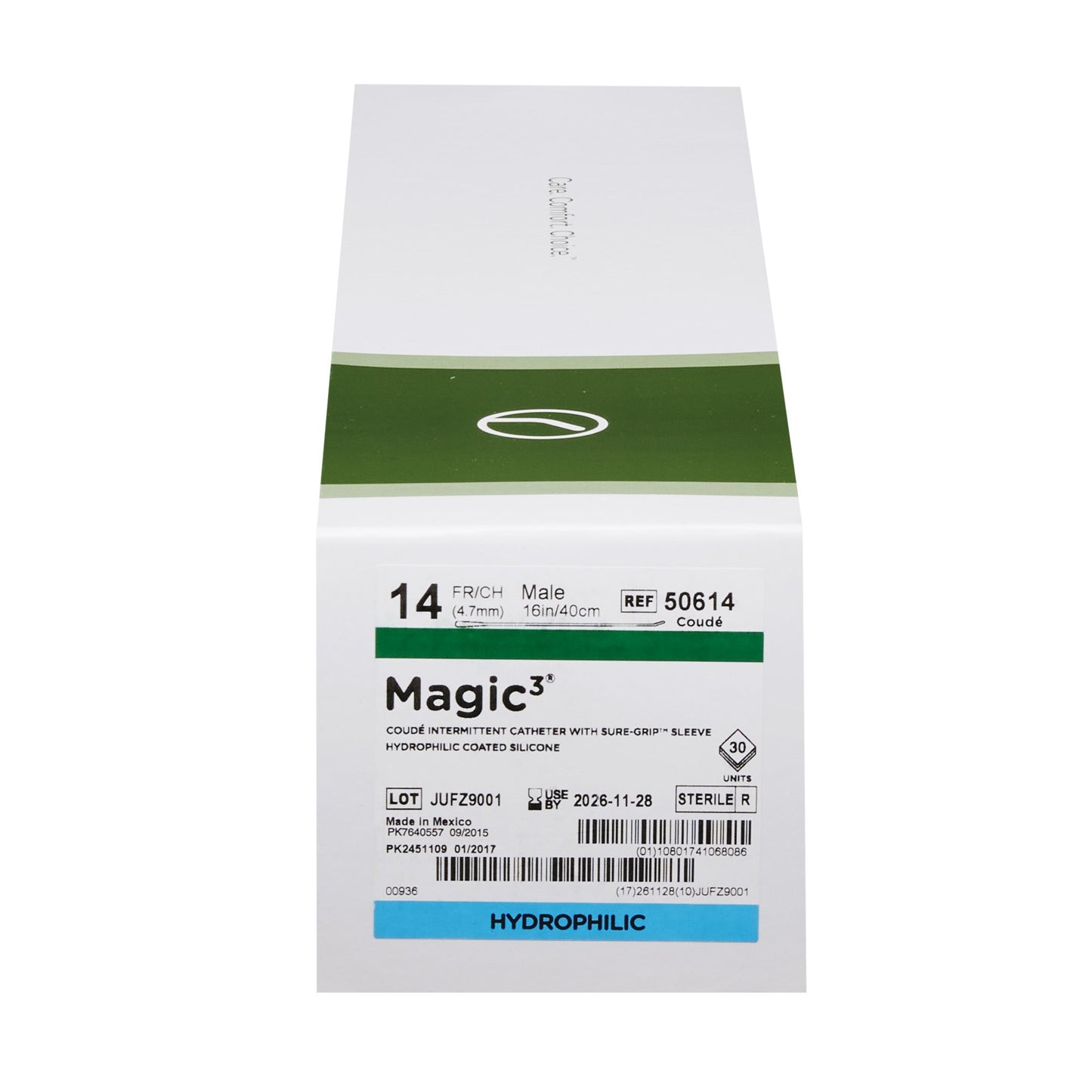 Magic3® Urethral Catheter, 14 Fr., Male, Coude Tip