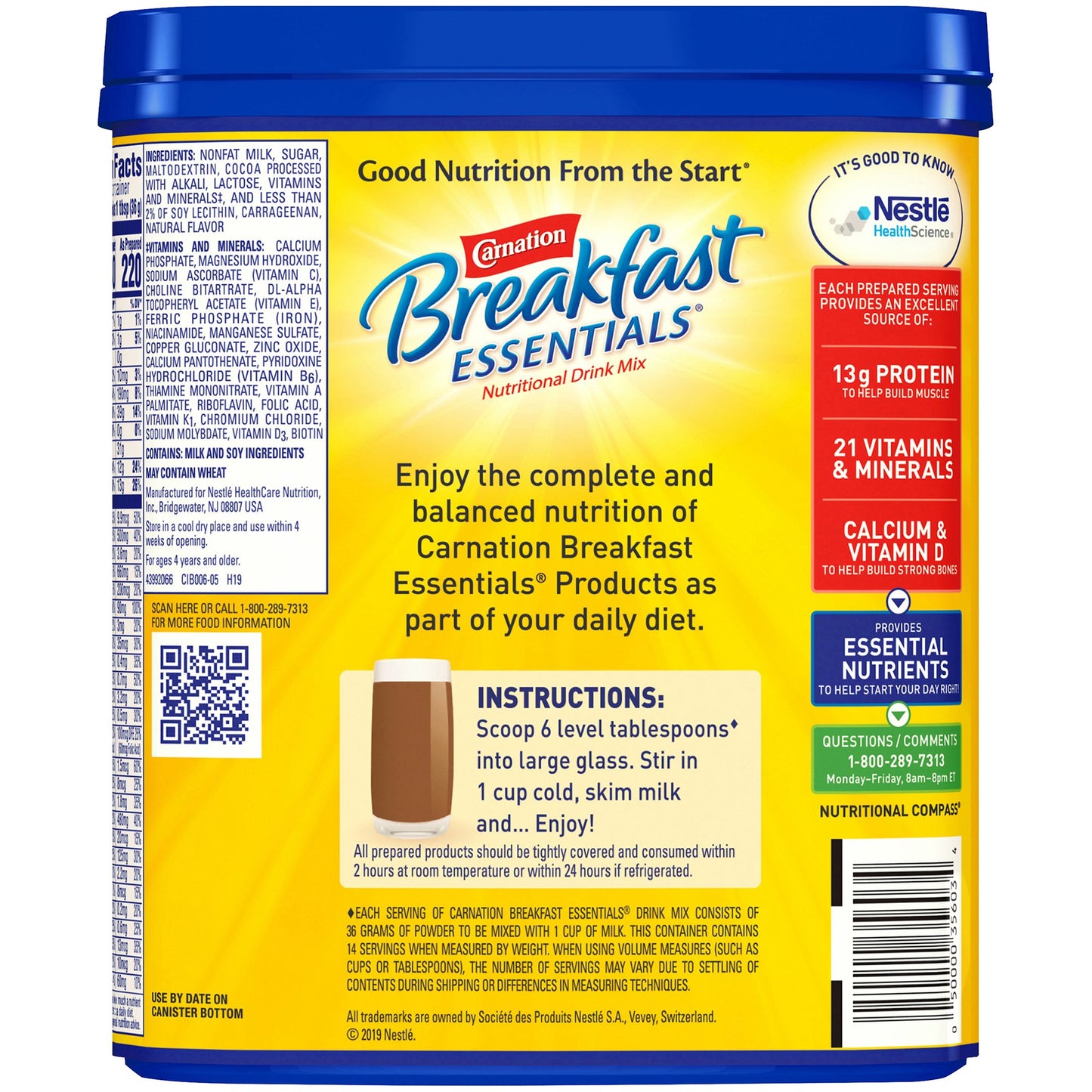 Carnation Breakfast Essentials® Rich Milk Chocolate Nutritional Drink, 17.7 oz.