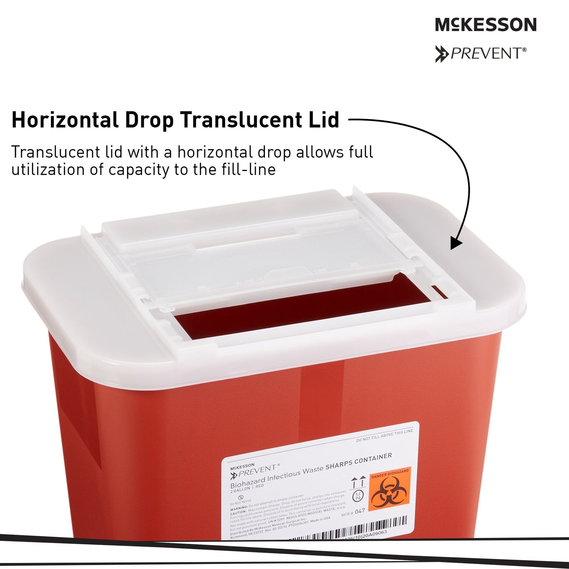 McKesson Prevent Sharps Container, 2 Gallon, 10-1/4 x 7 x 10-1/2 Inch by McKesson Brand product image - view 3