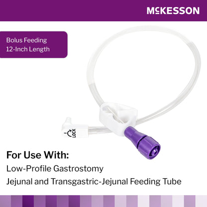 Bolus Enteral Feeding Extension Tube Set McKesson 12 Inch, EnFit, Secure Lock Right Angle Connector and Clamp, NonSterile