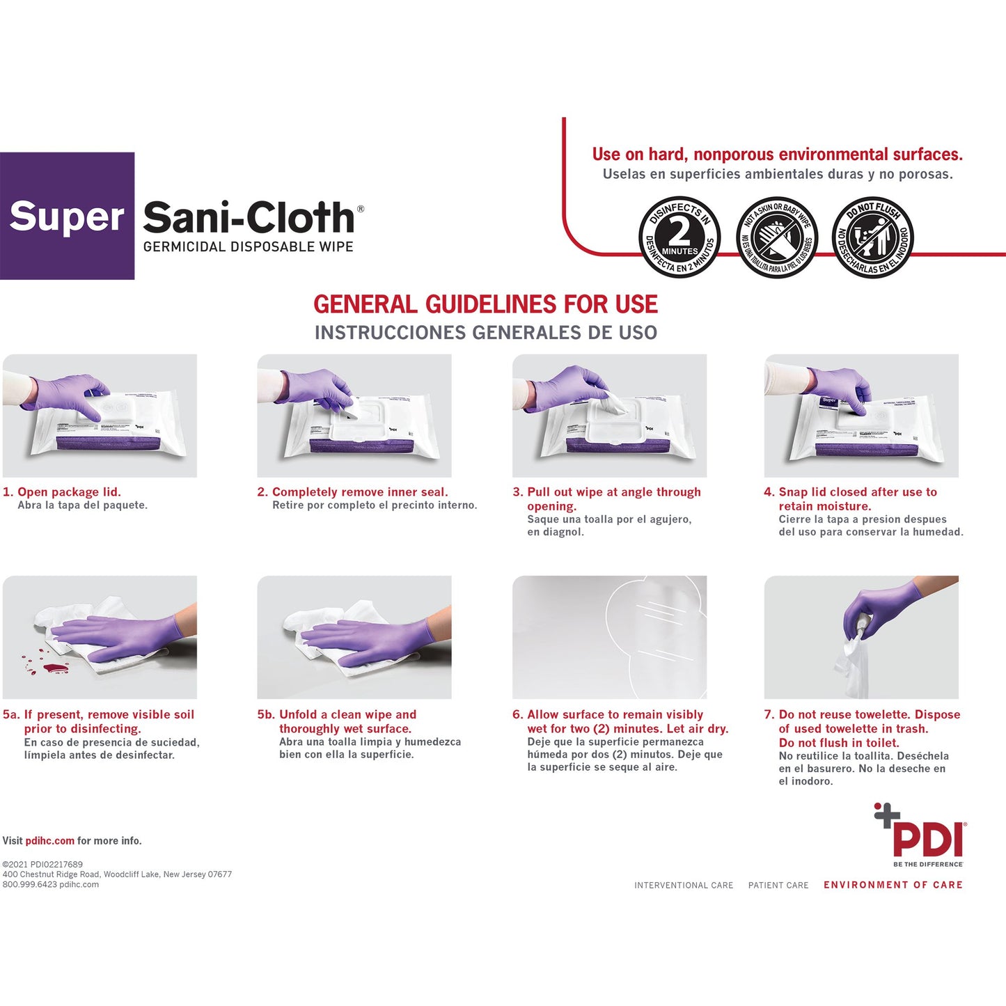 Super Sani-Cloth® Large Germicidal Disinfectant Wipes, Soft Pack