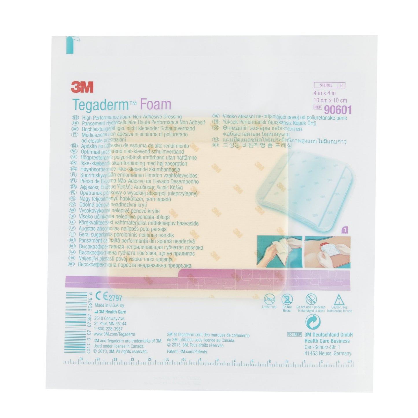 3M™ Tegaderm™ High Performance Nonadhesive w/o Border Foam Dressing, 4 x 4 Inch