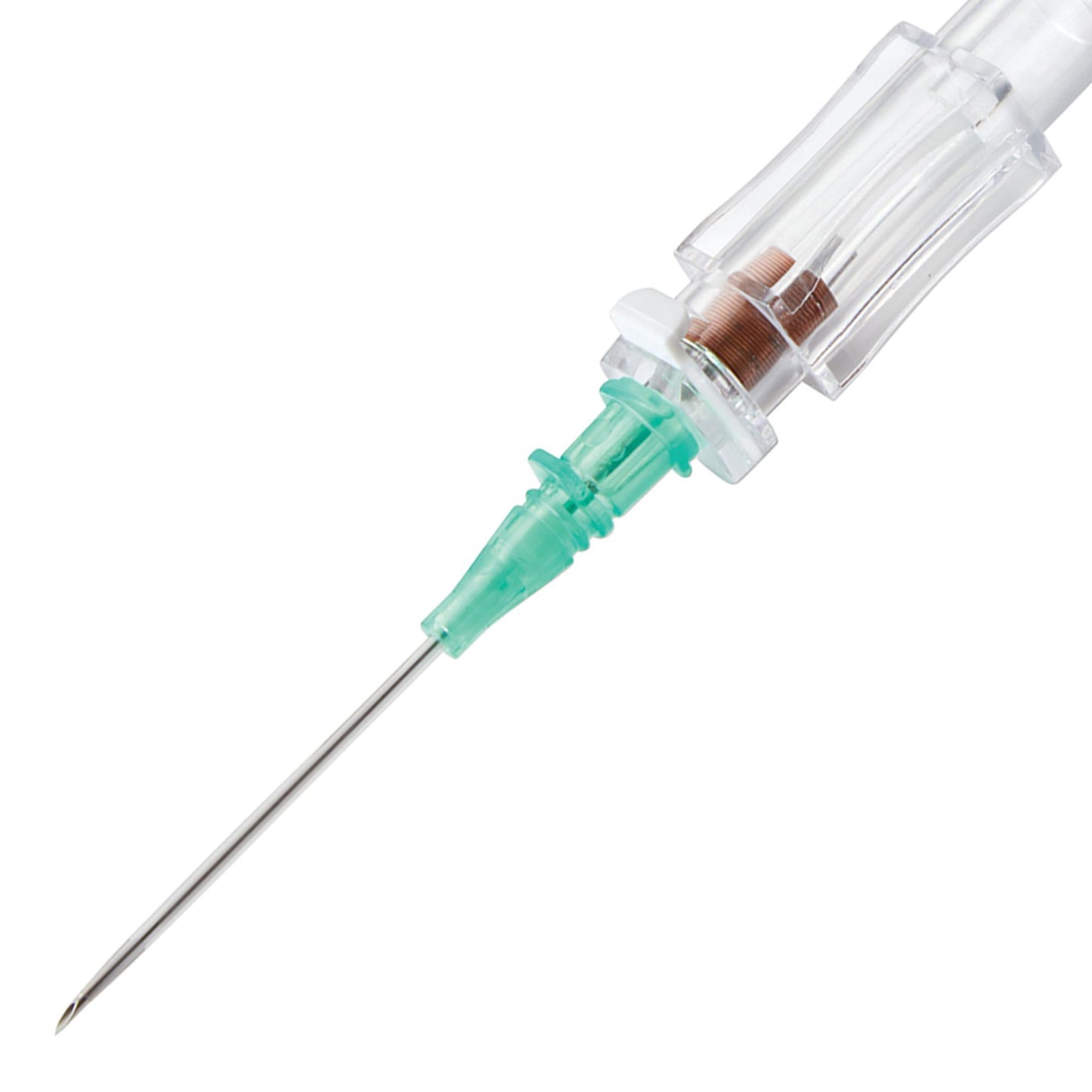 Peripheral IV Catheter McKesson 18 Gauge 1.16 Inch Polyurethane Straight Hub Non Blood Control Push Button Safety