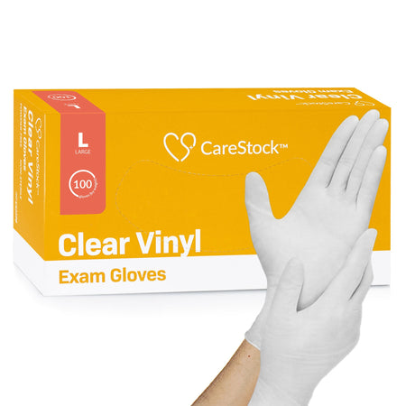 CareStock CS2596 Vinyl Exam Glove, Large, Ivory