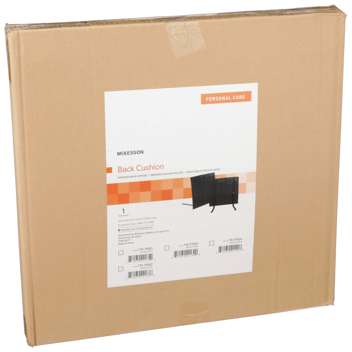 McKesson Back Support Cushion, 18 x 17 Inch, Black